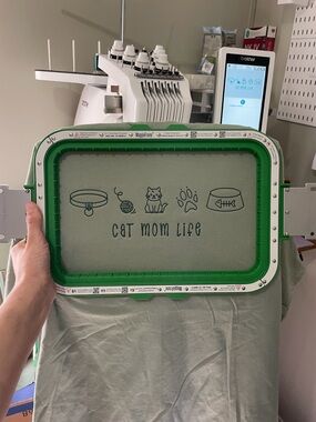 Homemade embroidery, Cat Mom Life Short Sleeve Tee - Sage Green